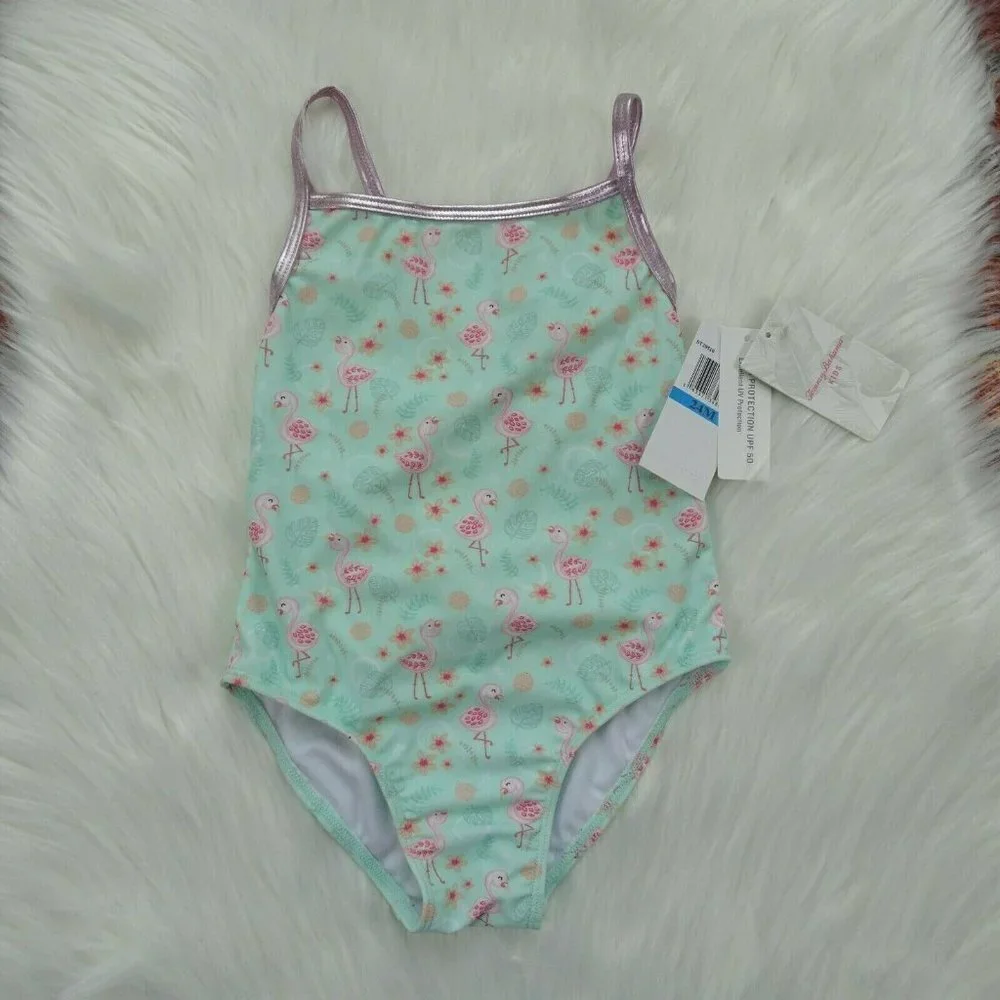 NWT Tommy Bahama Kids Swimsuit One-Piece Flamingo Baby Girls 24 Mos